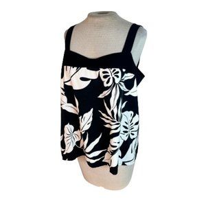 Iolani Hawaiian Print Tank Top Camisole Black